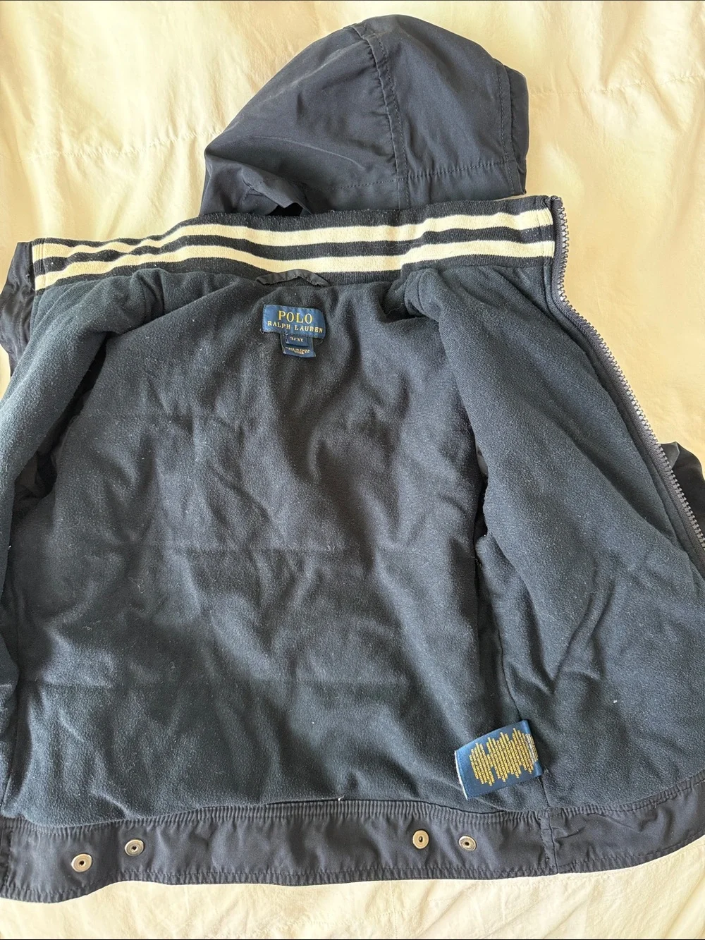 Toddler Boy Ralph Lauren Navy Hooded Jacket Size 3T *flaw*